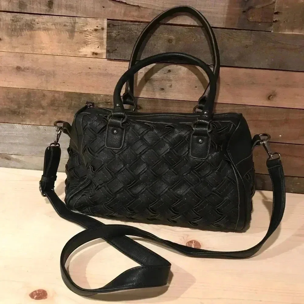 Mellie Bianco Sydney Double Handle Woven Satchel Bag